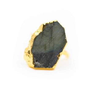 Labradorit Ädelsten Ring 925 Silver & Förgylld "Slice of Life"