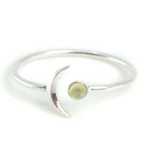 Månadsten Ring Augusti med Måne Peridot 925 Silver Färgad