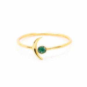 Månadsten Ring med Måne Maj Smaragd - 925 Silver - Justerbar