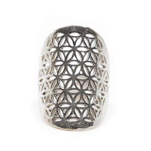 Justerbar Ring Livets Blomma Silverfärgad (30 mm)