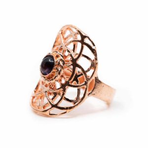 Justerbar Ring Seed of Life Koppar med Ametist (30 mm)