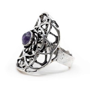 Justerbar Ring Seed of Life Silver med Ametist (30 mm)